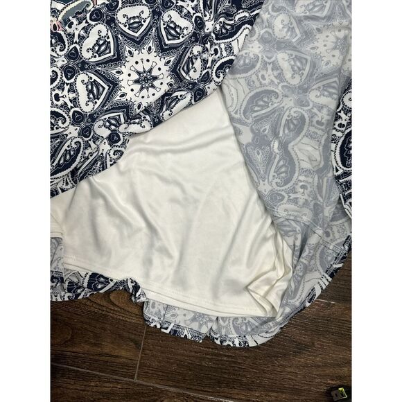 NWT ELIZA J BLUE PINK PAISLEY MOSAIC 3/4 SLEEVE STRETCH JERSEY SHIFT DRESS 14 - Picture 14 of 16